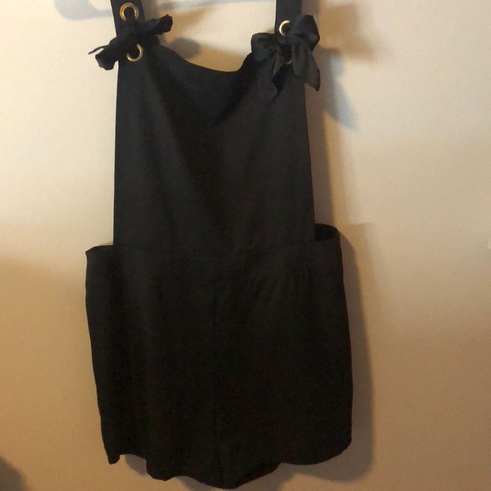 Ribbon Black Statin Overalls NEVER WORN